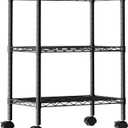 DUMOS 3-Tier Metal Storage Shelves, Wire Shelving with Wheels, 23.1"W