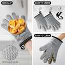 MAD SHARK Silicone Oven Mitts Heat Resistant 450F,Waterproof & Non-Slip Oven Gloves with Fingers,Cotton Lined Silicone Oven Gloves Kitchen Mitts for Baking Cooking Barbecue,Women,Oven (GREY1)
