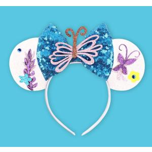 Atvscay Mirabel Headbands Mouse Ears Headbands Shiny Bows Madrigal Family Princess Party Decoration For Encanto Halloween
