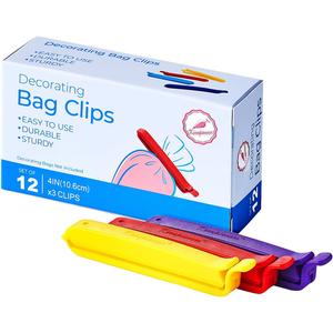 Keenpioneer Bag Sealing Clips for Food and Snack Storage, Decorating/Icing Bag Sealing Clips, 4inch, 12-Piece, 4-Color (Medium (Pack of 12))