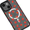 Compatible for iPhone 14 Plus Case with Magsafe,Strawberry Garden Pattern Girly Aesthetic Kawaii Fruit Design Clear Shockproof Phone Case Cover for Women Girls