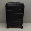 Carry On Luggage 22x14x9 Airline Approved, FLO5 Expandable Polycarbonate Suitcase with Front Pocket (FX-Core, Black, 20 Inch)