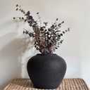 Rustic Ceramic Vase, 7.1" Black Farmhouse Tall Vase, Vintage Vases, Modern Terracotta Decor Vases for Home Decor, Living Room, Entryway, Table Centerpieces, Shelf, Kitchen, Housewarming Gifts