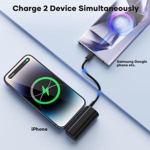 5000mAh Mini Portable Charger Compatible with iPhone 14/13/12/11/XR/XS/X/8/7/6, MFi Certified Ultra-Compact 20W PD Fast Charging Power Bank Mini Cute Battery Pack (1 Pack Black )