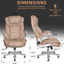 Brown Leather Executive Office Chair, Big and Tall Office Chairs for Heavy People 400lbs Wide Seat, High Back Leather Office Chair Lumbar Support with Adjustable Armrests, Office Desk Chair, Large