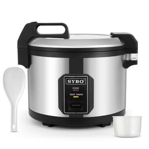SYBO Commercial Rice Cooker and Warmer, 60 Cups Cooked (30 Cup Uncooked) Large Rice Cooker with Hinged Lid, Non-Stick Insert Pot, Stainless Steel Exterior SYBO Commercial Rice Cooker and Warmer, 60 Cups Cooked (30 Cup Uncooked) Large Rice Cooker with Hinged Lid, Non-Stick Insert Pot, Stainless Steel Exterior