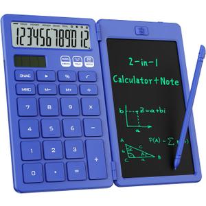 Desk Calculator with Erasable LCD Notepad Calculators ROATEE Desktop Basic Calculators for Middle School Cute Pocket Solar Calculator Office Desk Accessories Supplies Home Office Essential Big Button (Blue)