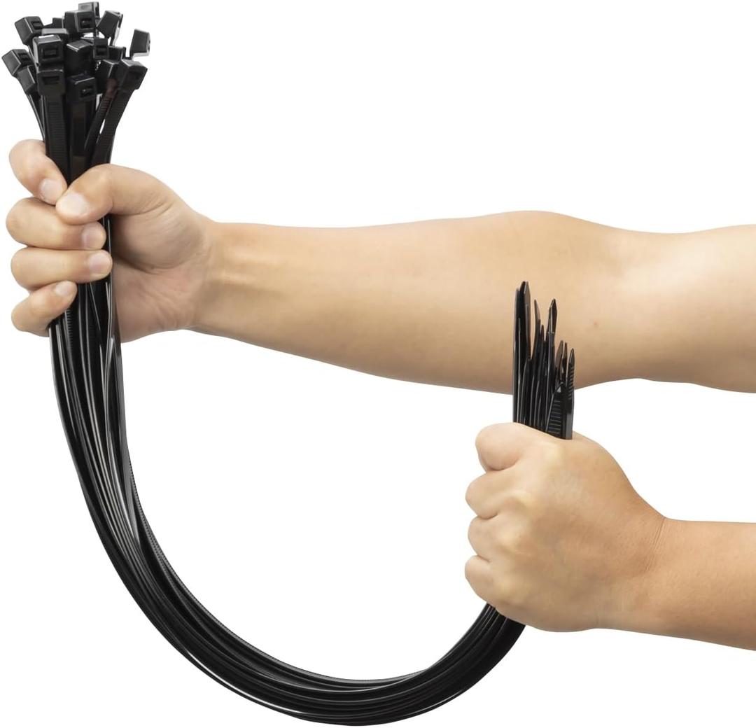 XINGO 26 inch Black Zip Ties Heavy Duty 100 Pack, 200 LBS Ultra Strong Plastic Wire Ties, Large Cable Ties Extra Long Tie Wraps, Indoor and Outdoor UV Resistant