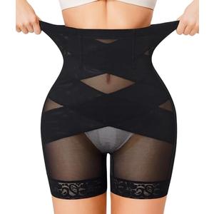 Nebility Shapewear Tummy Control Body Shaper High Waisted Butt Lifting Panties Shapewear Shorts Thigh Slimmer Black S