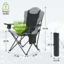Aohanoi Camping Chairs, Portable 2 Pack Camp Chairs for Heavy People with Adjustable Angled Backrest, Outdoor Folding Camping Chairs for Outside Supports up to 350lbs, Carry Bag Included