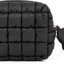 Yarnic Quilted Makeup Bag Cosmetic Bag, Travel Toiletry Bag for Women, Cute Makeup Bag Organizer Puffer Makeup Pouch (S, Black)