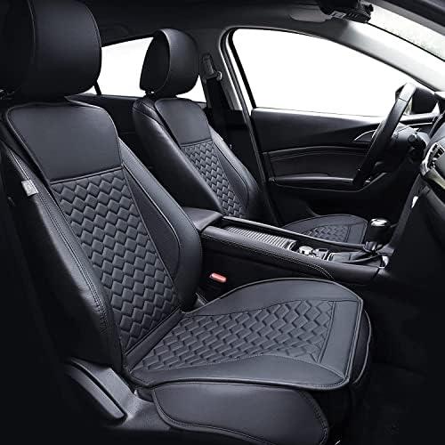 Elantrip 1PCs Front Car Seat Covers Leather Water Proof Seat Protector Universal fit for Most Cars SUVs and Trucks Black