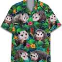 Mushroom Hawaiian Shirts for Men Women, Mushroom Shirt, Mushroom Button Down (Green, L)