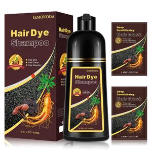 Dark Brown Hair Dye Shampoo 3 in 1 for Gray Hair Coverage, Long-lasting Hair Color Shampoo Easy At-Home Use, Safe and Gentle Formula for All Hair Types 16.9 Fl Oz (Dark Brown)