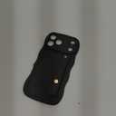 GUAGUA for iPhone 17 Pro Max Case with Wrist Strap, Wavy Edge Phone Case Cute Curly Shape with Adjustable Wristband Kickstand Shockproof Anti Slip Phone Case for iPhone 17 Pro Max 6.9'', Black