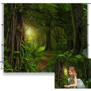Forest Jungle Backdrop for Photography Enchanted Fairytale Rainforest Photo Backdrop Kids Birthday Party Events Decor LFEEY 10x10ft Green Forest Natural Scenery Photography Background Studio Props