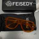 FEISEDY Vintage 70s Aviator Sunglasses Men Women Classic Retro Trendy Large Frame UV400 Sun Glasses B0030 (Orange)