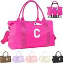 Dance Gym Duffel Bag Gifts for Girls Teen,Personalized Initial Travel Weekender Bag Cute Overnight Carry On Cheer Dance Duffle Bagfor Women,Sports Travel Monogram Birthday Christmas Gifts(Hot Pink, C)