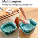 Collapsible Foot Spa Bath Massager for Dry Cracked Feet, Feet Soaking Tub with Massage Acupoint, Pedicure Foot Soak Basin Plastic Bucket with Handle(Green)