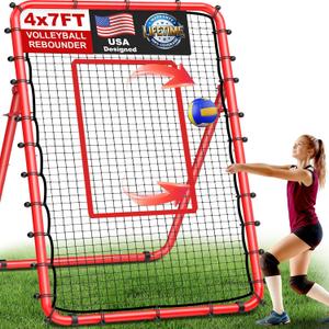 TomCare 7x4FT Volleyball Rebounder Net Bounce Back Training Equipment with 5 Adjustable Angles Volleyball Practice Net for Bumping & Spiking Portable & Steady Indoor Outdoor Rebound with Sandbags