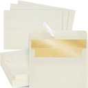 Best Paper Greetings Invitation Envelopes - 4.25 x 6.25 In, A6, Ivory, 50 Pack - Gold Lined, Peel & Seal Closure, Mail Envelopes for Weddings & Birthdays