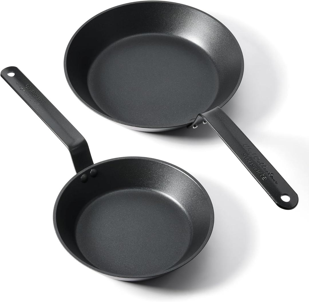 SENSARTE Nonstick Frying Pan Set 2-Piece, Oven Safe Skillets with Swiss Coating, Induction Compatible Chef Pan Set, Dishwasher Safe Cooking Pans, PFOA PFOS Free, 8 and 10 Inch (Black)