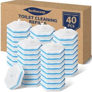 40 Count Toilet Bowl Wand Refills, Disposable Toilet Cleaner Refills, Disposable Wand Heads Compatible with Clorox and the Most Toilet Brushes