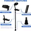 in-Motion Forearm Crutches | Spring Assist Crutches for Adults | Walking Crutch with Ergonomic Handles | Articulating Tips | Size Tall (5'3" - 6'8") | Lightweight & Durable | Charcoal | 350lb Capacity