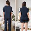 Rnxrbb 3 PCS Women Maternity Pajamas Set Nursing Postpartum Breastfeeding Pjs Sleepwear Lounger Clothes Button Down,Navy Blue S