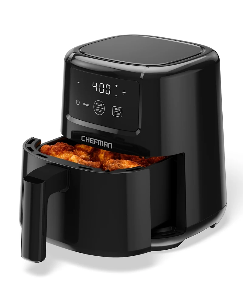 CHEFMAN 2 Qt Mini Air Fryer Digital Space-Saving Compact Air Fryer with Nonstick and Dishwasher Safe Basket, Quick & Easy Meals in Minutes, Features Digital Timer and Shake Reminder Black