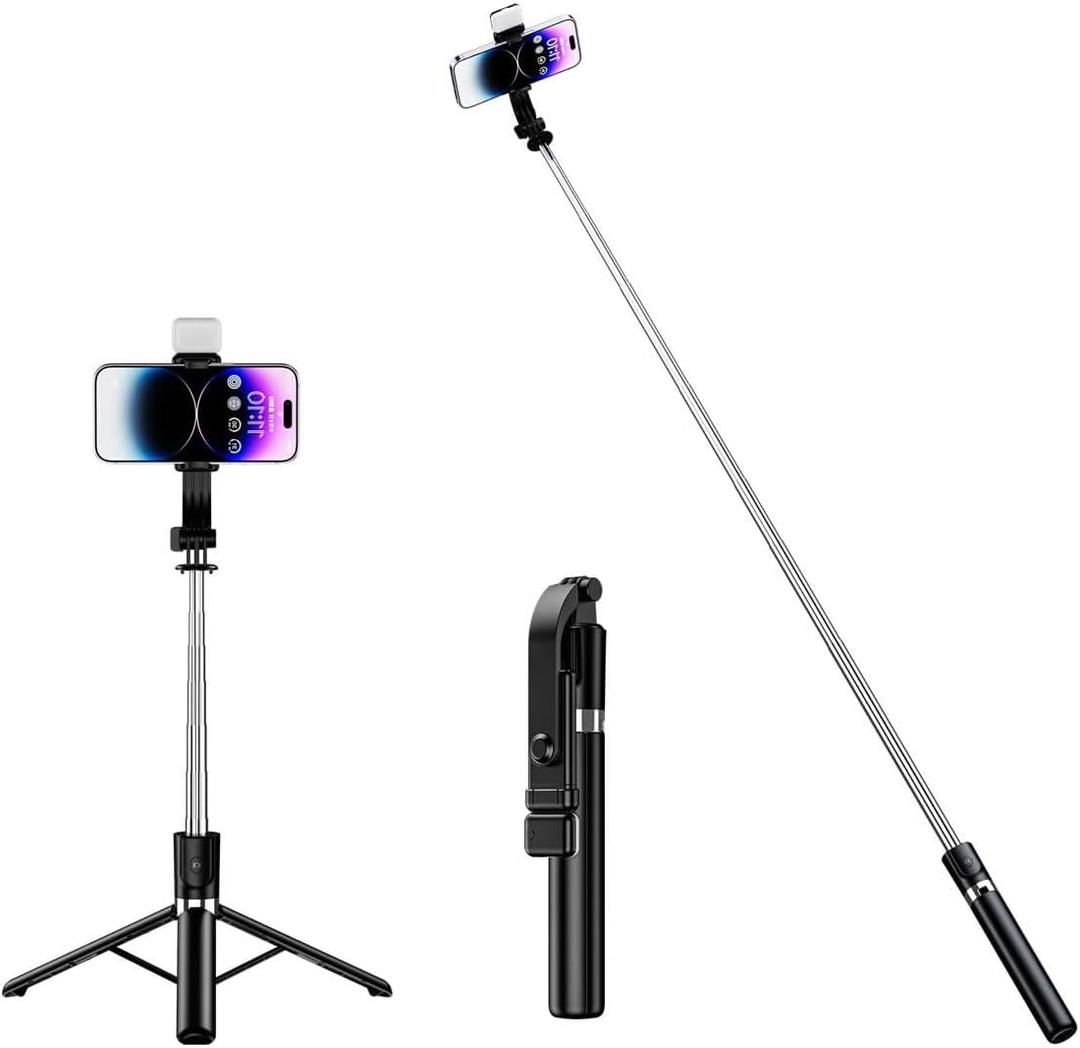 Tianle Selfie Stick with Fill Light, 51 Inch Phone Tripod Extendable Cell Phone Tripod Stand with Wireless Remote and Phone Holder Compatible with iPhone Android for Selfie, Video Recording, Photo