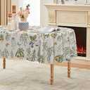 Horaldaily Spring Tablecloth 60×84 Inch Oval, Watercolor Wildflowers Floral Herbs Washable Seasonal Table Cover for Party Picnic Dinner Decor