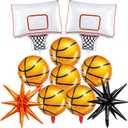 Soulchen 12 Pcs Basketball Birthday Party Balloons Decorations 6 Pcs Basketball Aluminum Foil Balloon 2 Hoop Foil 2#23 Jersey 2 Exploding Star for Birthday Party Sports Themed Decorations
