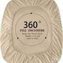 FreshCulture Pure Cotton Fitted Sheets Twin Size, 300 Thread Count Percale Sheets for Twin Size Bed, Soft & Breathable Cotton Sheets, Luxury Fitted Sheets Only (Beige)