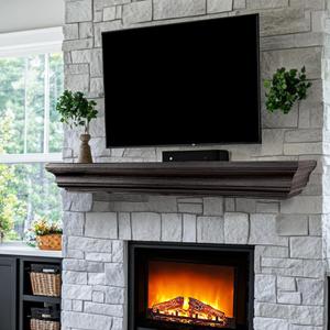 Rustic Fireplace Mantel Shelf, 54" Wooden Floating Shelf for Over Fireplace, Wall Mounted Fire Place Mantel, Farmhouse Hanging Floating Shelves, Black