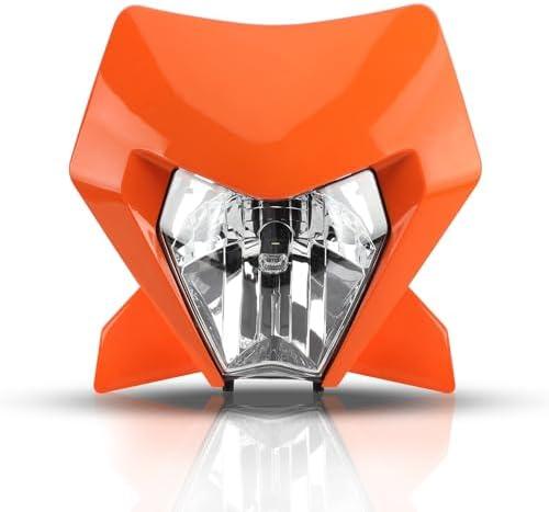 ABCERRSI Dirt Bike LED Headlight,Motorcycle Head Lamp Light Kit Compatible With Motocross Pit Bike Enduro ATV Supermoto 2024 EXC XC SX XCW EXCF SXW SXF 125-500(Orange)
