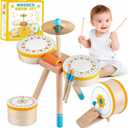Toddlers Drum Set Toy for 1 2 3 Years Old ,Kids Wooden Jazz Drum for Toddlers Montessori Musical Instruments for Boy Girl, Percussion Set Baby Musical Toys, Birthday Gift for 1 2 3+ Kids Baby (Multicolor)