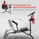 Sunny Health & Fitness Full Body Stretch Machine, Versatile Padded Trainer Back Stretcher, Stretching Equipment with Pivoting Seat, Self-Leveling Pedals, and Multi-Use Handlebar - SF-BH621002