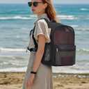 Paxiland Mesh Backpack Lightweight See Through College Student Backpack for Commuting Swimming Travel Beach Outdoor Sports - Black
