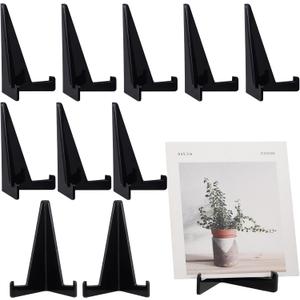 Bucherry 10 Packs Mini Easel Display Stand Acrylic Mini Plastic Easel Holder Acrylic Stand for Display Place Card Holders for Home Office 3.4 x 2.5 Inch(Black)