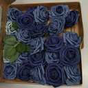 N&T NIETING Fake Roses,25pcs Artificial Flowers Dusty Blue Fake Roses Faux Flowers Fake Flowers for DIY Wedding Bouquets Centerpieces Floral Arrangements Home Decorations Shades of Navy Blue