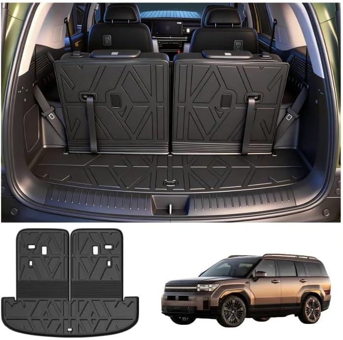 Cargo Mat Replacement for Hyundai Santa FE 2024 2025 2026, All Weather TPE Cargo Mat with Backrest Mat Rear Cargo Liner Protection for Hyundai Santa Fe Calligraphy Accessories (Fit Hybrid and Fuel)