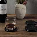 Koville Marble Coaster Set of 4, Round Coasters, 4" Stone Coaster for Drinks Coffee, White Marble Coasters for Coffee Table Home Bar Decor, Heat Resistant, Gift Choice(Black)