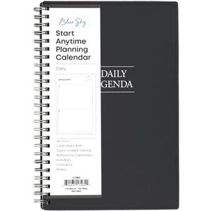 Blue Sky Undated Daily Planner, Flexible Cover, Twin-Wire Binding, 5.5" x 8.5", Passages