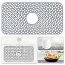Silicone Sink Protectors for Kitchen Sink, 24.8"x12.9" Kitchen Sink Grid Accessory, Heat-Resistant, Non-Slip Silicone Grid Mat for Bottom of Stainless Steel & Farmhouse Sinks, Center Drain (Gray)