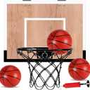 Indoor Basketball Hoop for Kids, Mini Basketball Hoops Over The Door and Wall Mount with Wooden Backboard, 3 Balls and Pump, Idea Toys Gifts for Kids and Adult