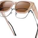 HAOLOTA Polarized Fit Over Glasses Sunglasses for Women Men Trendy Square Wrap Around Shades UV Protection