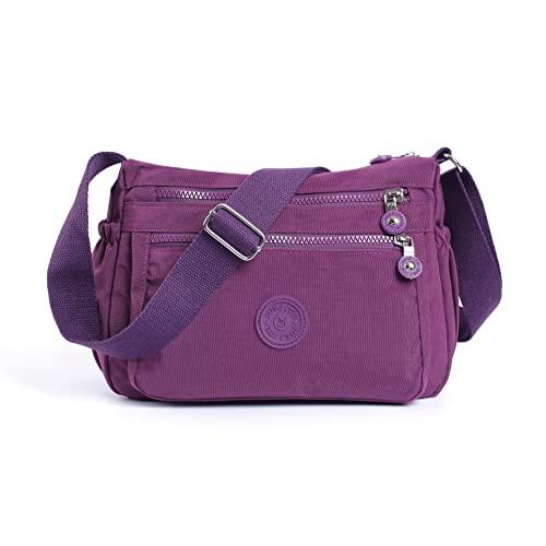 Crossbody Bag for Women Waterproof Nylon Multi-Pocket Messenger Handbags Lightweight Shoulder Purse Travel Tote Hobo Bag