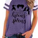 Womens Halloween Shirt Hocus Pocus Shirts Sanderson Witch Broom Graphic Tshirt Raglan Color Block Tops (XXL)
