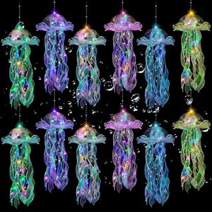 Jellyfish Decor - 12 Pcs Jellyfish Lanterns for Under the Sea Decorations, Hanging Jelly Fish Decoration for Mermaid Theme Party & Birthday Gifts for Women Girls (6 Colors)